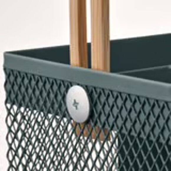 IKEA VIMPELFISK Bamboo Cutlery Holder Gray Turquoise Portable Tabletop Organizer - Picture 2 of 3